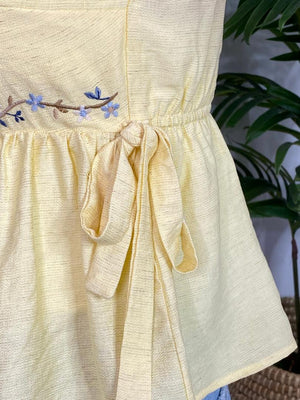 Yellow Embroidered Tank Top