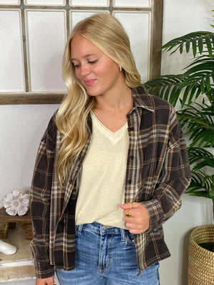 Black Multi Boxy Flannel