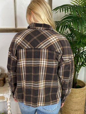 Black Multi Boxy Flannel