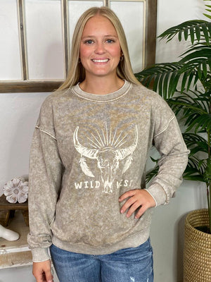 Wild West Mineral Washed Brown Sweatshirt