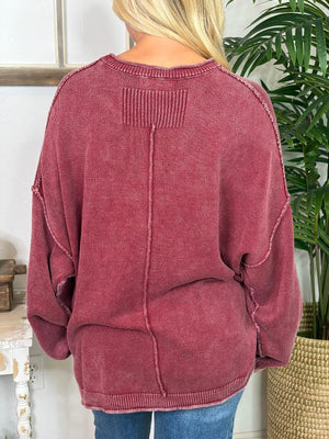 Burgundy or Charcoal Washed Oversized Sweater