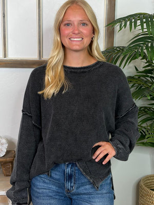 Burgundy or Charcoal Washed Oversized Sweater