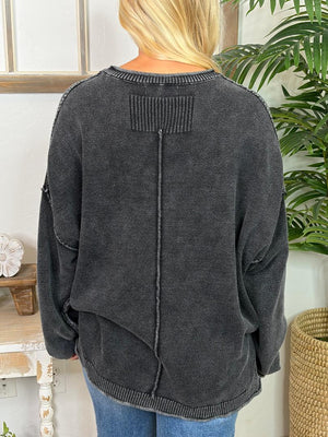 Burgundy or Charcoal Washed Oversized Sweater
