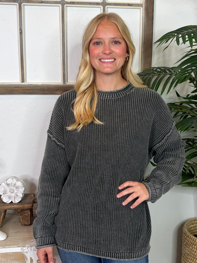 Washed Raw Edge Sweater in 4 Colors