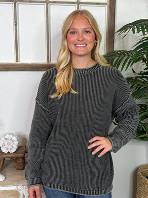 Washed Raw Edge Sweater in 4 Colors