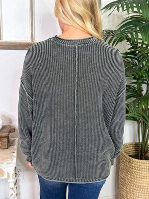 Washed Raw Edge Sweater in 4 Colors