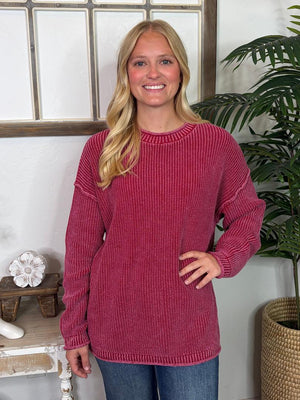 Washed Raw Edge Sweater in 4 Colors