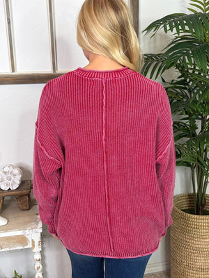 Washed Raw Edge Sweater in 4 Colors