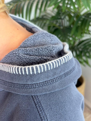 Navy Cropped Hoodie & Elastic Cuff Pants Lounge Set