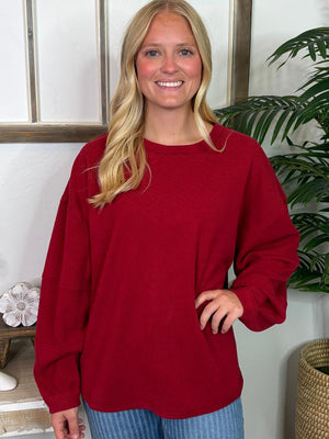 Super Soft Ribbed Boxy Top in Red, Hunter Green and Chocolate Brown