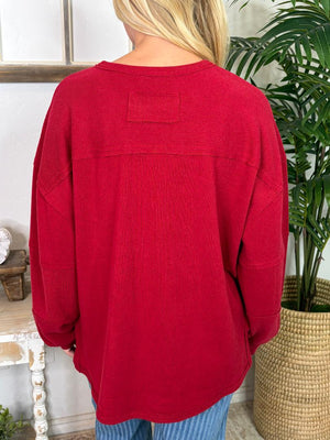 Super Soft Ribbed Boxy Top in Red, Hunter Green and Chocolate Brown