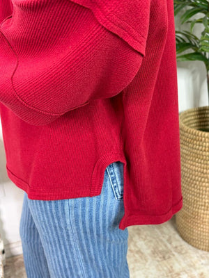 Super Soft Ribbed Boxy Top in Red, Hunter Green and Chocolate Brown