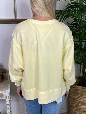 Washed Sweatshirt with Raw Hem in 3 Colors