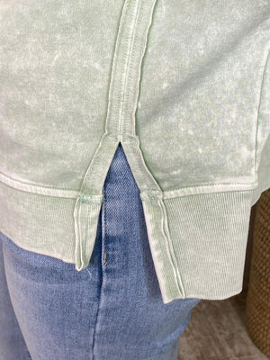 Washed Sweatshirt with Raw Hem in 3 Colors