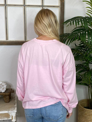 Beach Cowgirl Long Sleeve Pink Tee