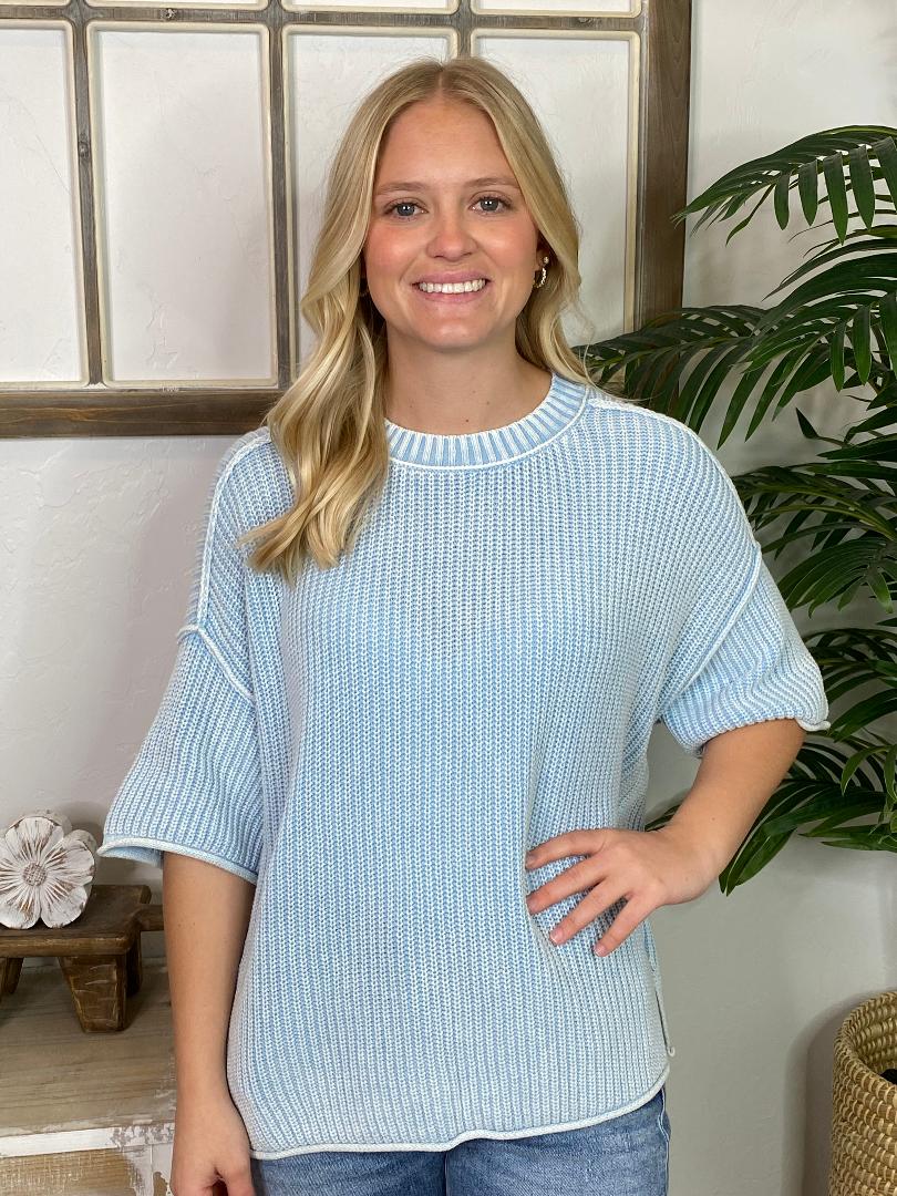 Pink or Blue Mineral Washed Spring Sweater