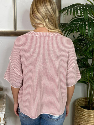 Pink or Blue Mineral Washed Spring Sweater