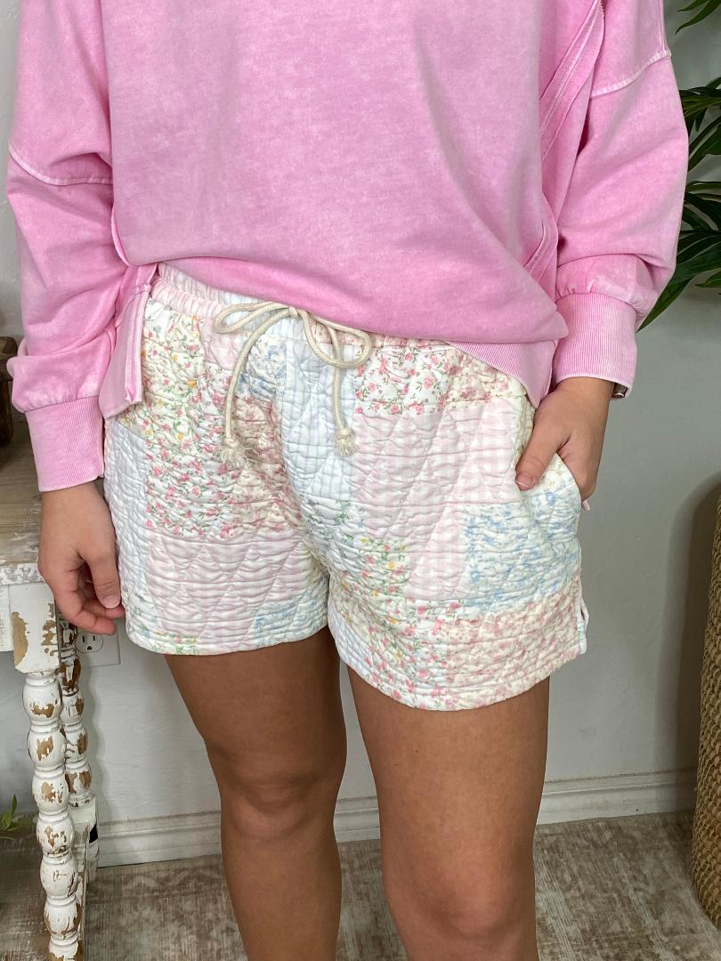 Pastel Floral Quilted Shorts