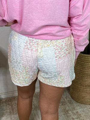 Pastel Floral Quilted Shorts