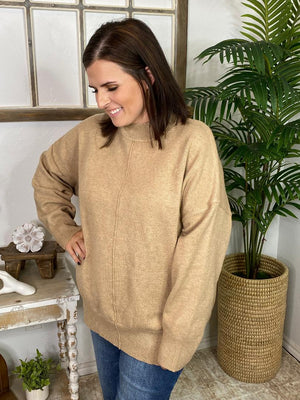 Taupe Front Seam Sweater in Curvy