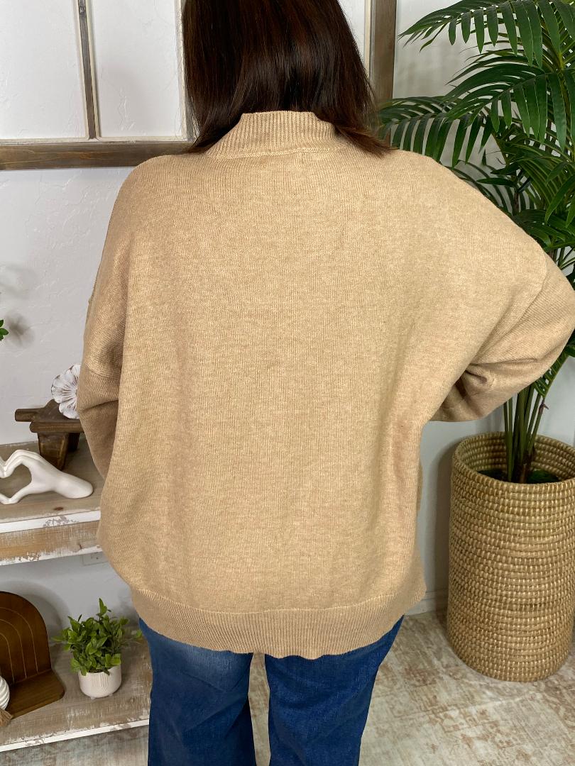 Taupe Front Seam Sweater in Curvy