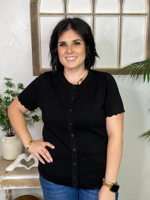 Scalloped Cardigan in 4 Colors - Curvy Sizes