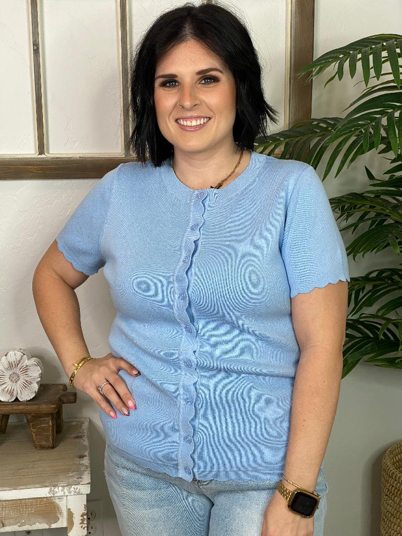 Scalloped Cardigan in 4 Colors - Curvy Sizes