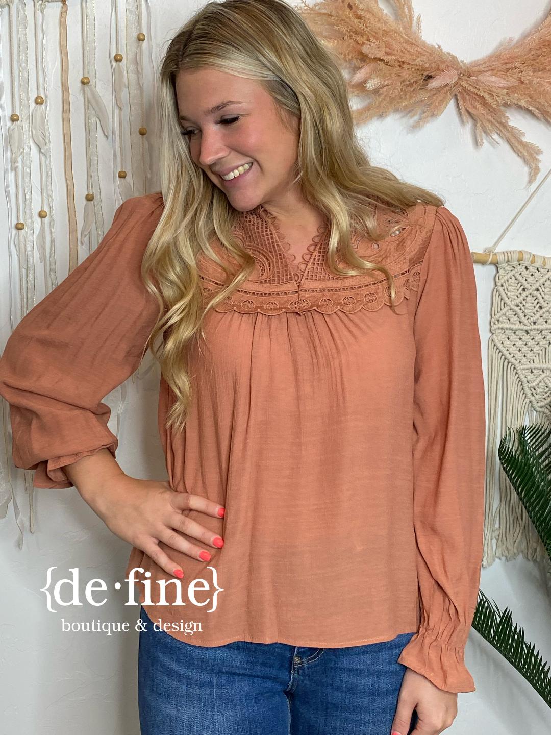 Sienna Lace Split Neck Top in Regular & Curvy