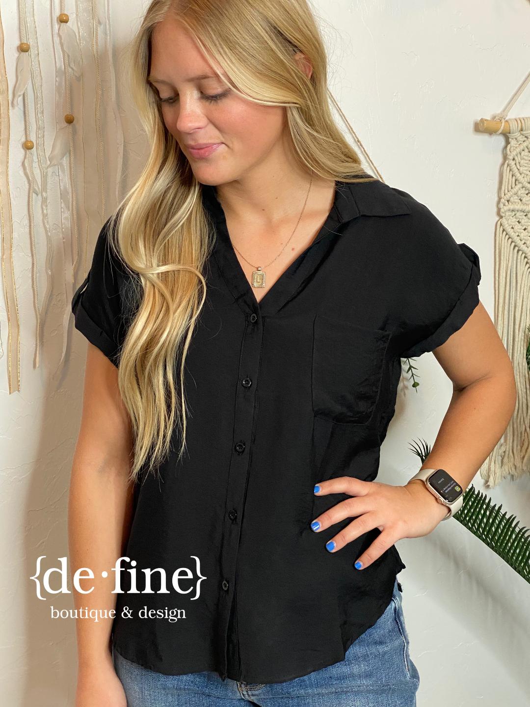 Cute Button Up Short Sleeve Top in 3 Colors - Regular & Curvy