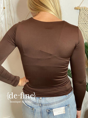 Round Neck Fitted Long Sleeve Top - 6 Colors