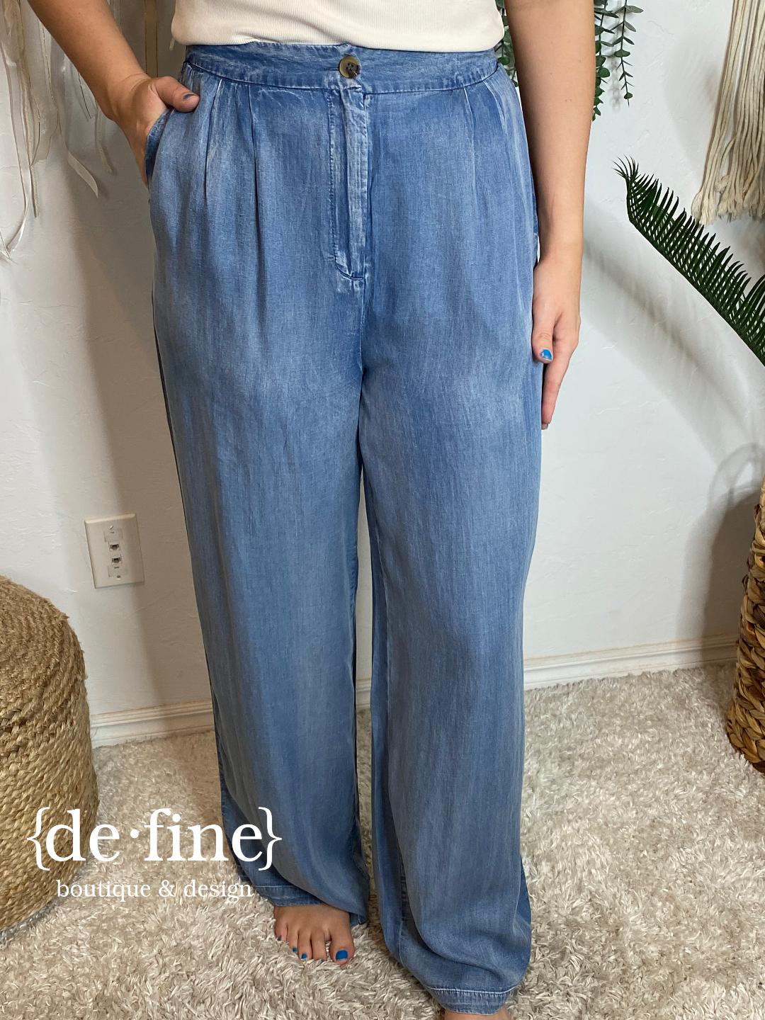 Chambray Wide Leg Pants - Long!!