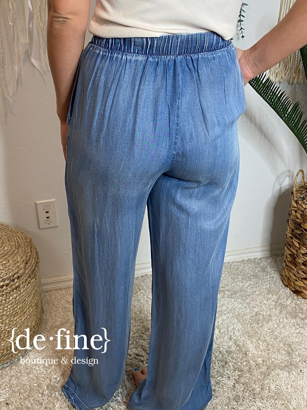 Chambray Wide Leg Pants - Long!!