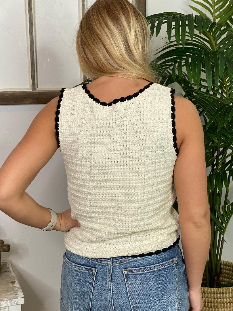 Black Ivory Contrast Trim Sleeveless Sweater