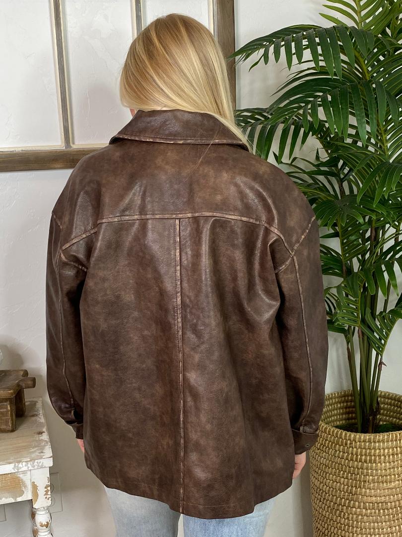 Brown Faux Leather Jacket