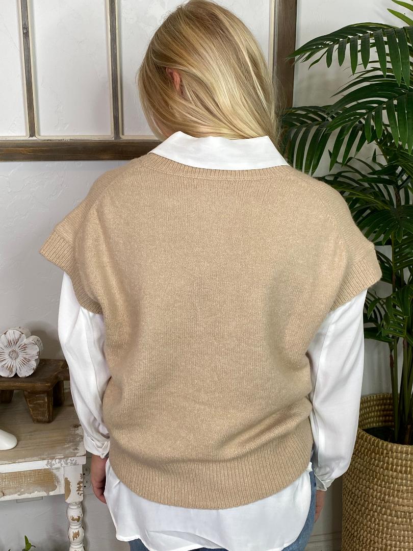 V-Neck Short Sleeve Pullover Sweater