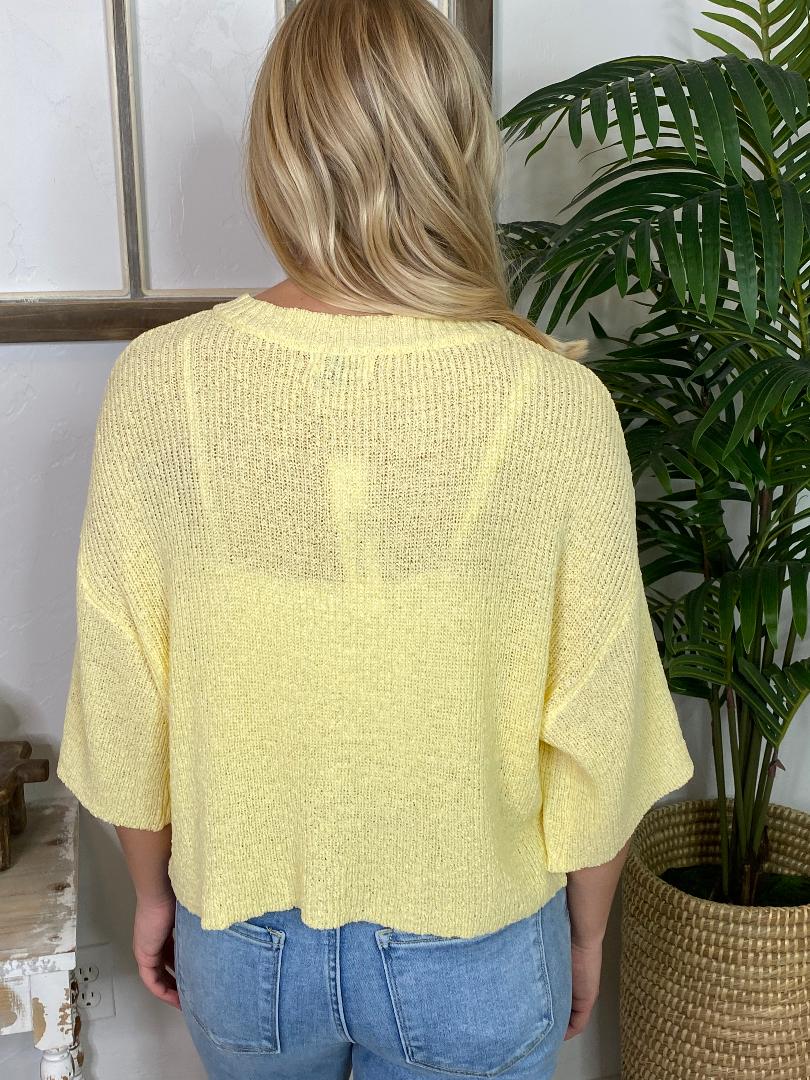 Butter Yellow Button Up Sweater