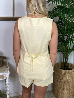Vest and Shorts Set in Butter Yellow or Light Blue