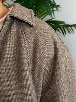 Tweed Mocha Zip Up Short Jacket
