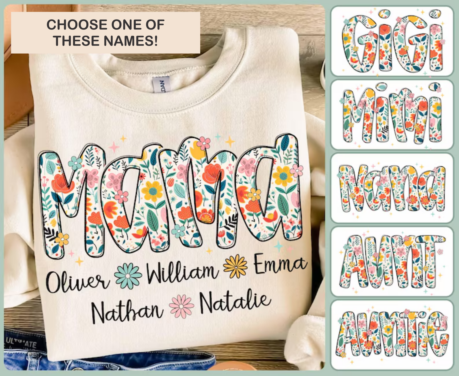 Boho Floral MAMA and MORE Graphic Tees