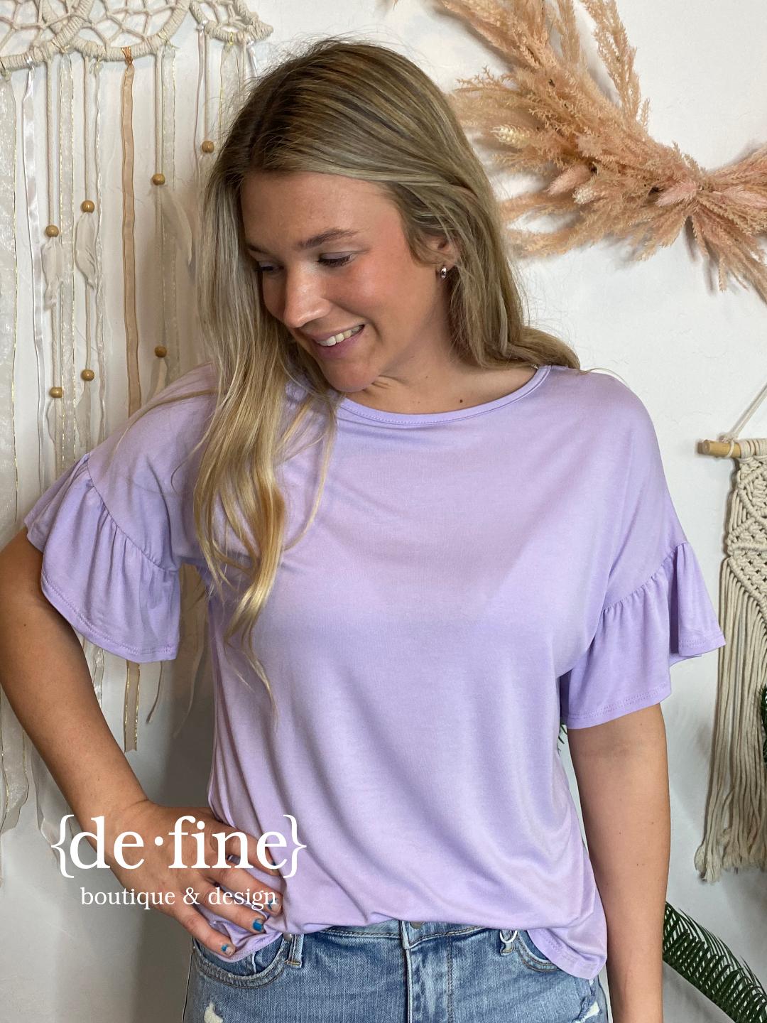 Criss Cross Back Ruffle Sleeve Tee in 3 Colors