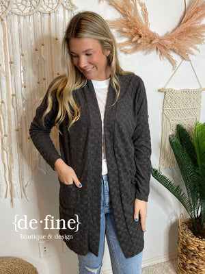 Super Soft Check Pattern Lightweight Cardigan in Hunter Green or Charcoal