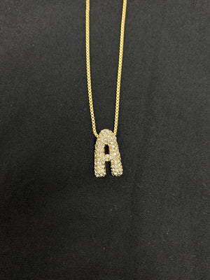 Box Chain Necklace with Rhinestones