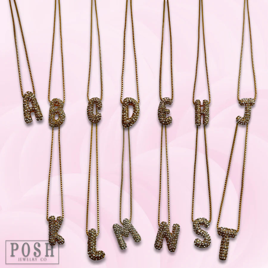 Box Chain Necklace with Rhinestones