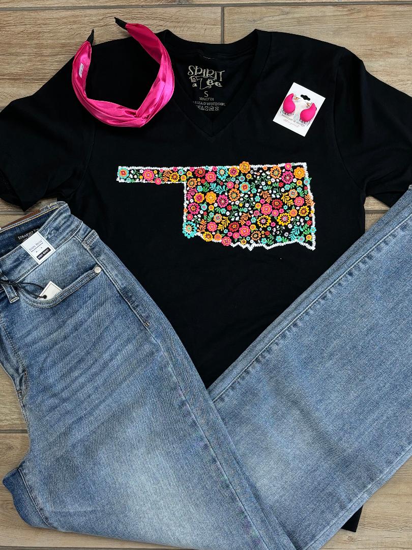 Bright Floral Oklahoma Graphic Tee