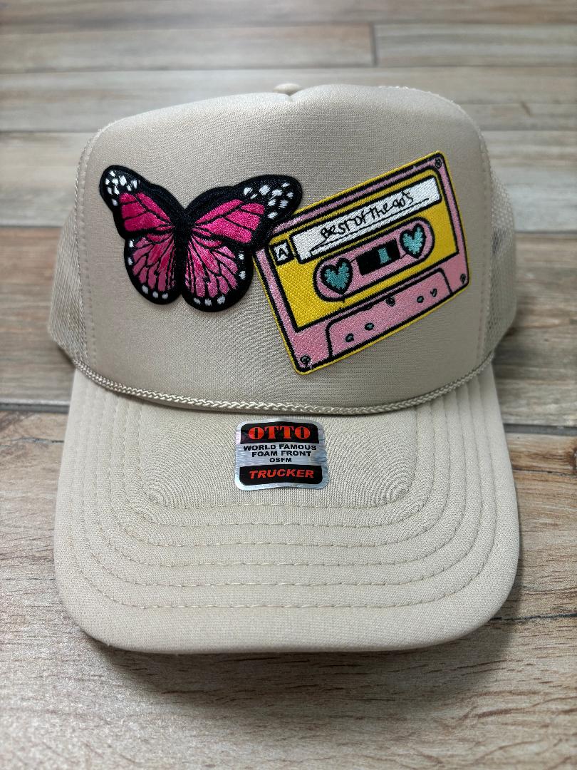 Butterfly & Cassette Tape Patch Foam Hat