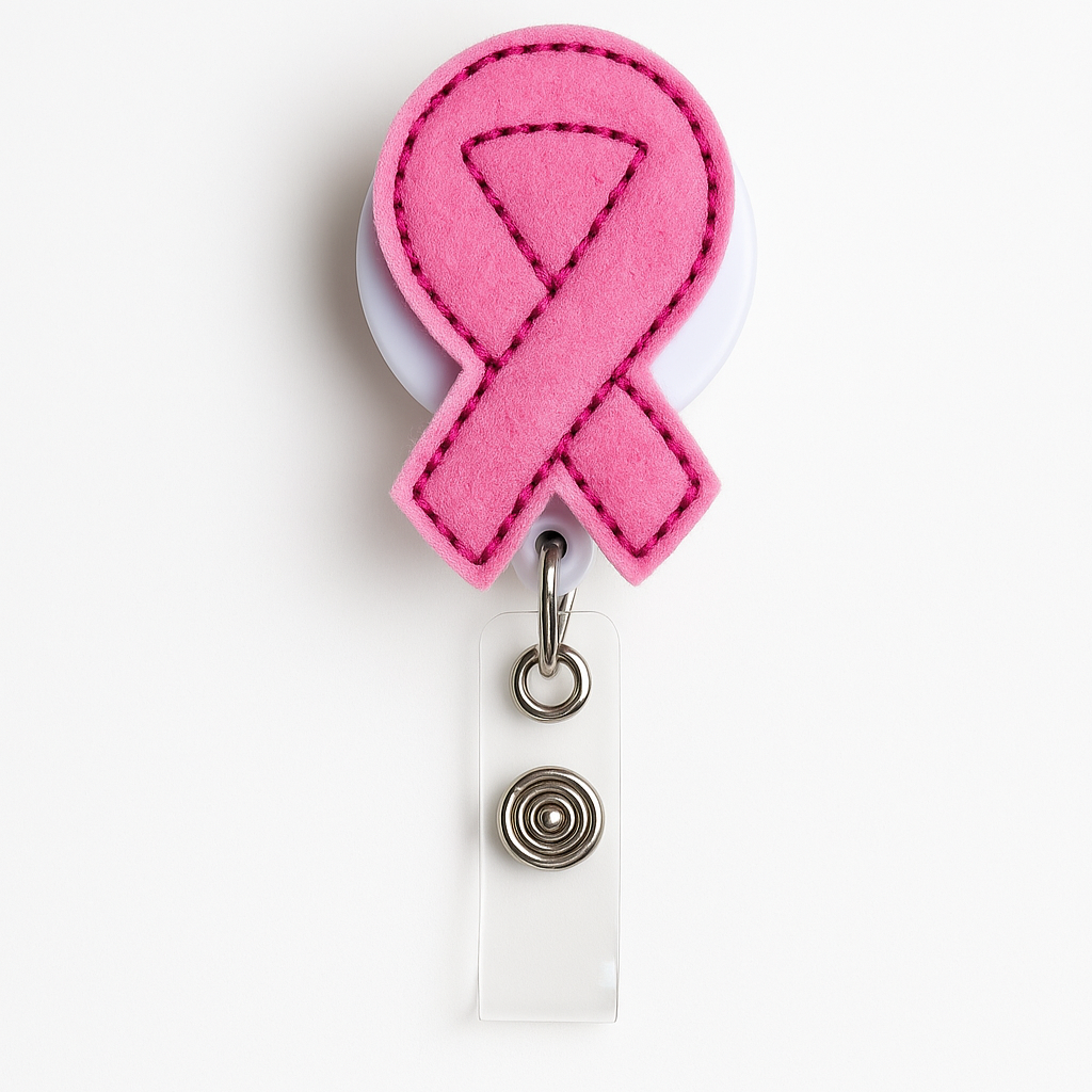 Breast Cancer Pink Ribbon Badge Holder