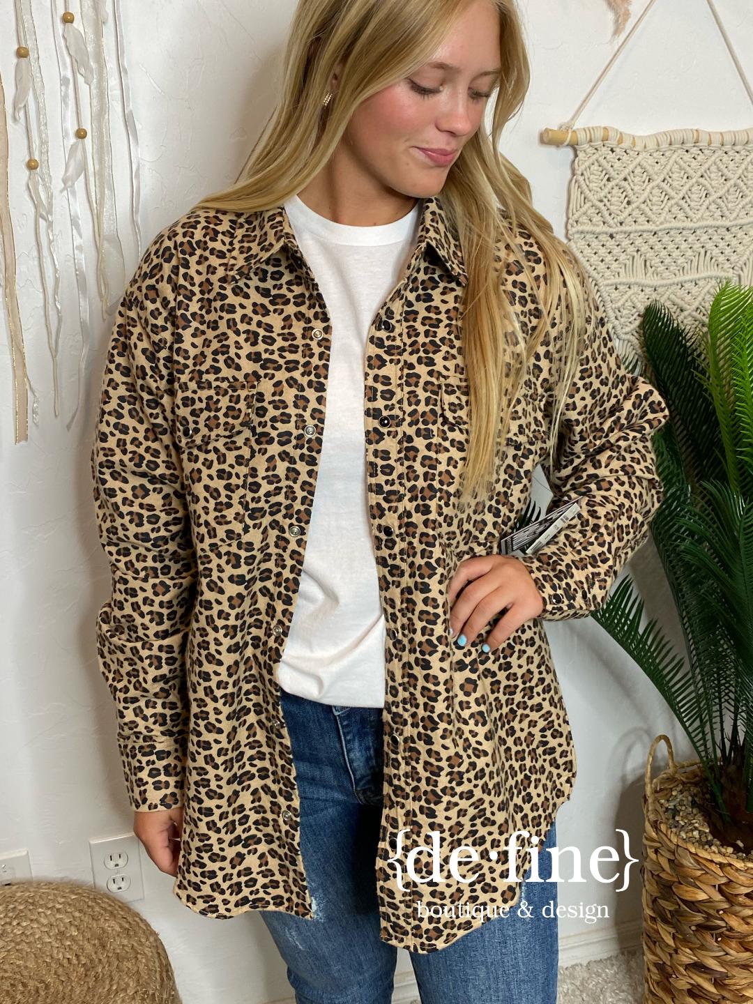 Leopard Flannel Shacket in Regular & Curvy