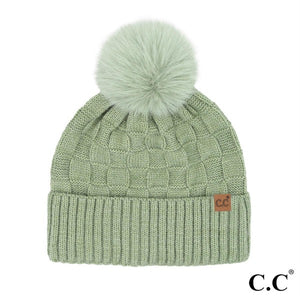 CC Weave Texture Pom Beanie