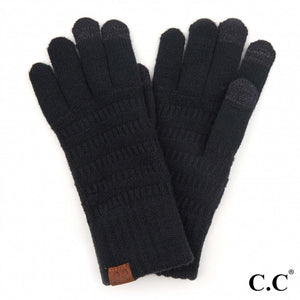 CC Solid Ribbed Smart Touch Gloves