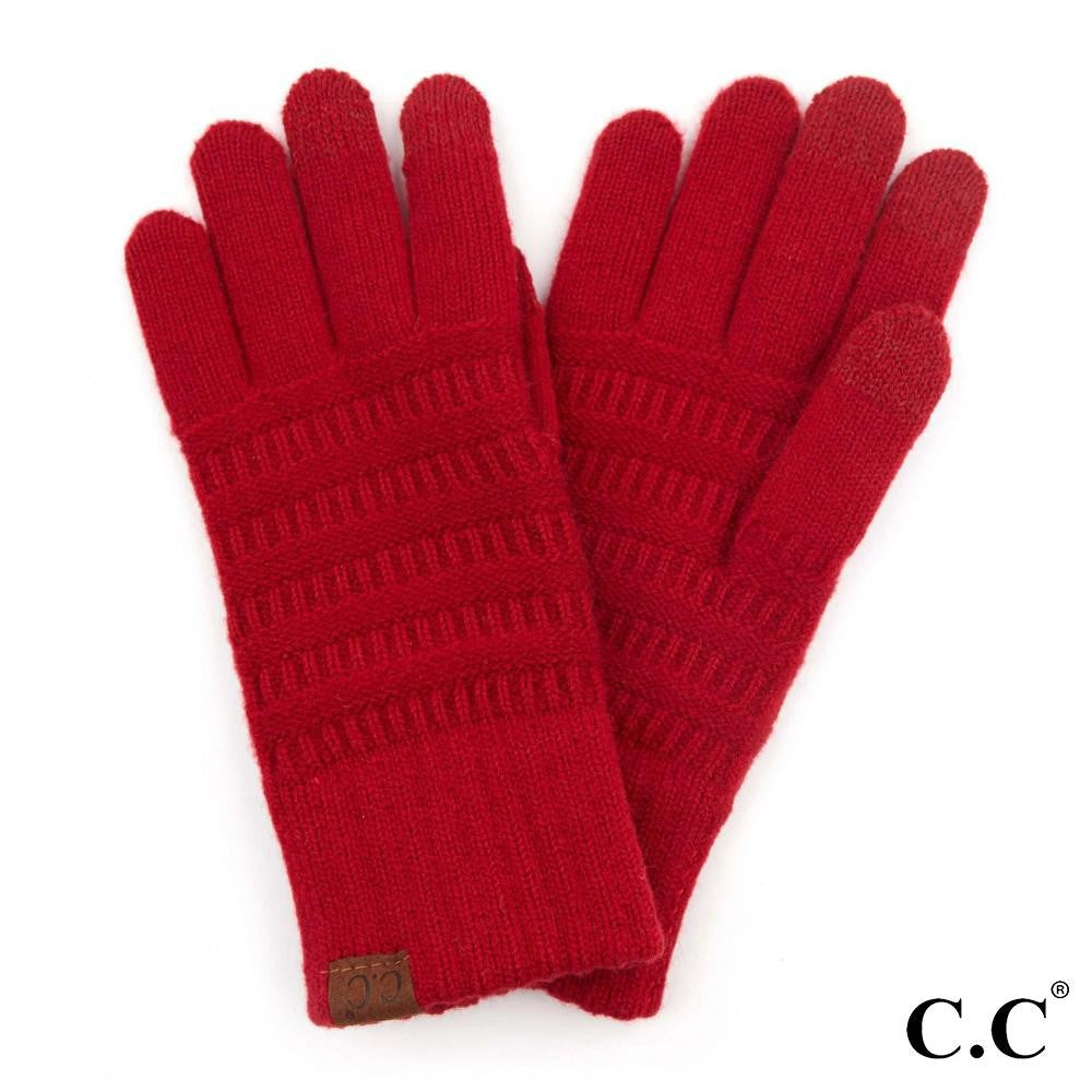 CC Solid Ribbed Smart Touch Gloves